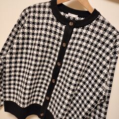未使用 ハニーズ 千鳥柄 カーディガン Lサイズの画像