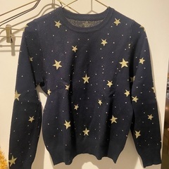 ネイビー星柄ニット0円