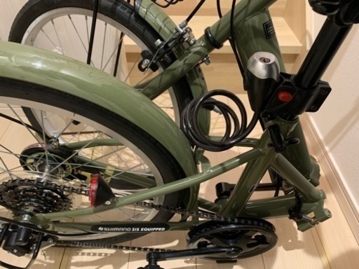 折りたたみ自転車，カーキ,タイヤサイズ 20インチ タイヤ 変速段数 6段変速