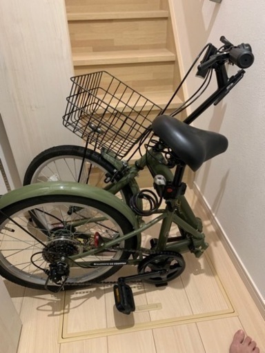 折りたたみ自転車，カーキ,タイヤサイズ 20インチ タイヤ 変速段数 6段変速