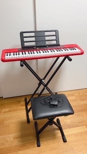 カシオ CASIO CT-S200 RD Casiotone 61鍵盤 キーボード レッド キーボードスタンド キーボードベンチ 3点セット