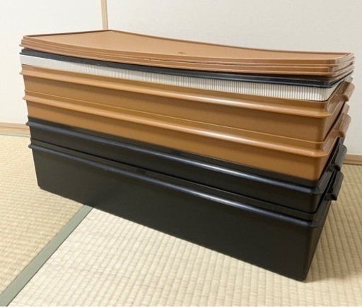 タッパーウェア ロングスーパーケース 4点まとめて 台車付き