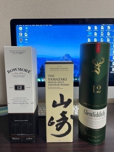 山崎nv100周年蒸溜所ラベル・ボウモア12年・グレンフィディック12年 セット