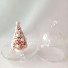 ガラスのバードドーム ミニクリスマスツリー バードモチーフ クリスマス装飾の画像