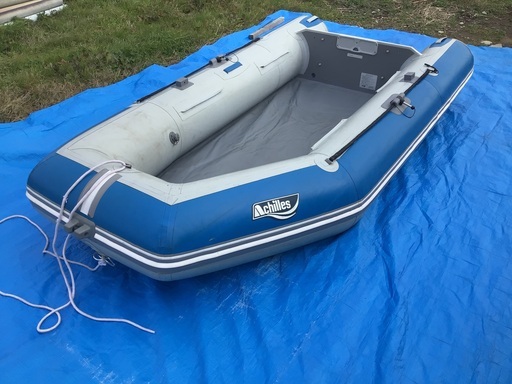 アキレスゴムボート　収納ケースつき　オール　ドーリー付き　2名3名用　破れ補修無し　冬季価格