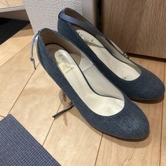 24.5cm ハイヒール　くすみブルー