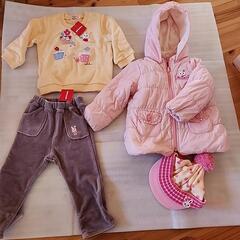 【未使用　かなり美品】ミキハウス　定価2万以上洋服　帽子　コートセット　X\'masプレゼントに?