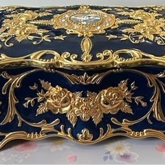 【ジュエリーボックスL】青/宝石箱/アンティーク調の画像