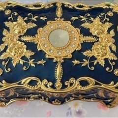 【ジュエリーボックスL】青/宝石箱/アンティーク調の画像