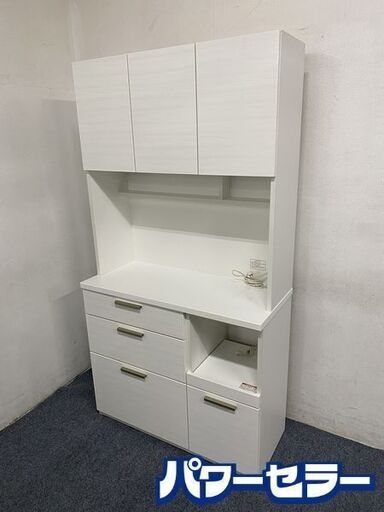 ニトリ キッチンボード ソレル 幅100 ホワイト レンジボード NITORI 食器棚 中古家具 店頭引取歓迎 R7799