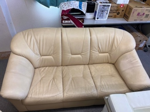 合皮3人掛けソファ　中古