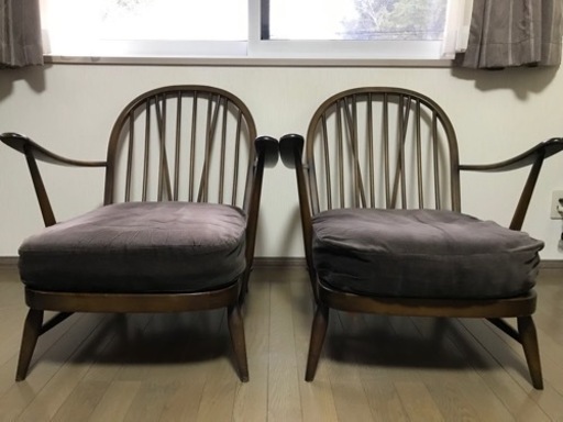 ERCOL ラウンジチェア2脚　テーブル　セット