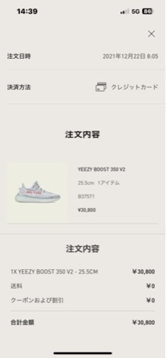 未使用　Addidas Yeezy Boost 350 V2 Blue Tint