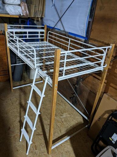 ロフトベッド　ハイベッド　パイプ✕木フレーム