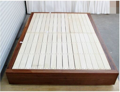 収納付きすのこダブルベッドフレーム　引出付き　アンティーク　レトロ　木製　重厚感　おしゃれ　インテリア　和風