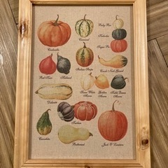 カントリー調の額　インテリア　パンプキン　ファブリックパネルの画像