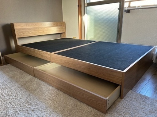 【超美品】セミダブル ベッドフレーム 引き出し収納
