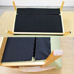 二人掛ソファ　ラブソファ　木製フレーム×ファブリック　薄緑　ライトグリーン　おしゃれ　きれい　ベンチ　布　北欧　ナチュラルの画像