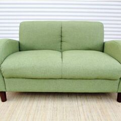 二人掛けソファ ラブソファ エメラルドグリーン ファブリック 布 幅120