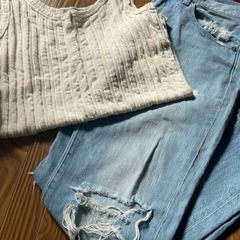 ハイダメージ ジーンズ　LOWRYSFARM 古着　ジーンズのみ...