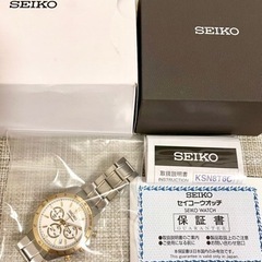 [未使用保管美品/元箱:保証書付属/稼働]SEIKO セイコー セレクション/クロノグラフ/8T63/ホワイト×ゴールド/腕時計