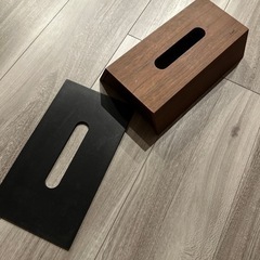 ティッシュケース　ウォールナット×ブラックの画像