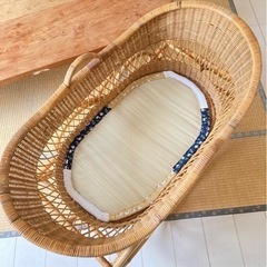 美品ベビーベッドゆりかごクーハン ゆりかご ベビーベッド アンティーク クーファン クーハン 籐 レトロ