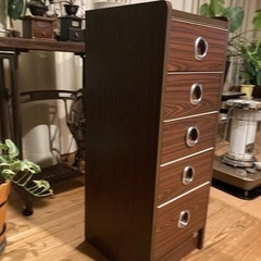 レトロポップ　ビンテージ木目チェスト5段　昭和レトロ