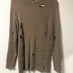 郵送可能　【H&M】超ダメージ　ブラウンニット　XS