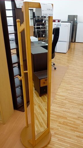 ★ジモティ割あり★ ミラー付き回転ハンガー　茶色　クリーニング済　YJ1046