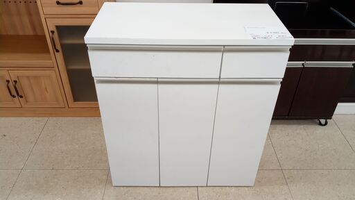 ★ジモティ割あり★  ダストボックス付レンジ台 白 H79.5×D35.5×W70.5 クリーニング済み TJ3215