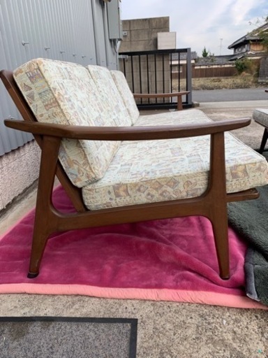 ソファ マルニ家具 三人掛けソファ(分割可能) 1人掛けソファ ２脚 レトロ風