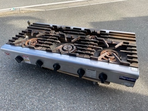 ☆中古品 マルゼン卓上ガステーブル RGC-1265C 2016年 5口コンロ 都市ガス 1200ｘ600ｘ200ｍｍ 動作問題なし☆