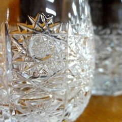 BOHEMIA GLASS タンブラー 2客セット ブランデーグラス ハンドカット レース模様 ペア 食器 ボヘミアグラス 札幌市 中央区 南12条の画像