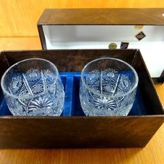 BOHEMIA GLASS タンブラー 2客セット ブランデーグラス ハンドカット レース模様 ペア 食器 ボヘミアグラス 札幌市 中央区 南12条の画像