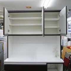 幅120㎝ ニトリ キッチンボード レジューム 高さ201㎝ ダークブラウン ソフトクローズ レンジボード レンジ台 収納 キッチン収納 札幌 北20条店の画像