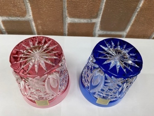 【愛品館 江戸川店】カガミクリスタル 伝統工芸士・木村秋男デザイン 江戸切子 ペア冷酒杯 ID:102-026899-007