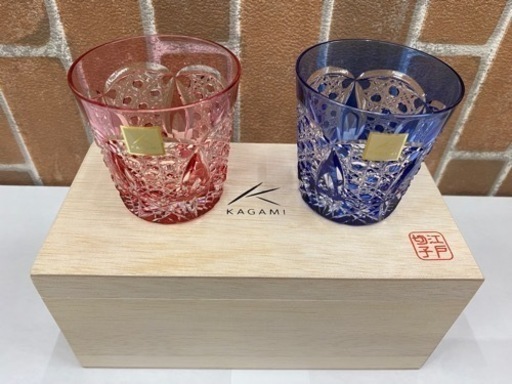 【愛品館 江戸川店】カガミクリスタル 伝統工芸士・木村秋男デザイン 江戸切子 ペア冷酒杯 ID:102-026899-007