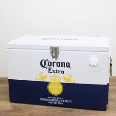 【2/26直売後】≪ZW1554ジ≫コロナビール クーラーボックス 保冷ボックス 栓抜き付き スチール製 横幅約45cm×高さ約29cm アウトドア用品 キャンプ