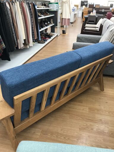★ジモティ割あり★ NOCE ソファー ブルー H75×W164×D77 クリーニング済み KJ3889
