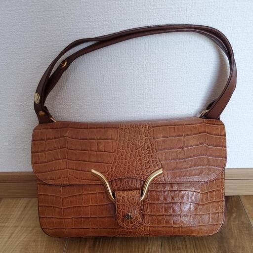 Annalou★アナロー★2wayバッグ★ハンドバッグ★ショルダーバッグ★牛皮★フランス★アナロー社★日本製★ビンテージ★クロコダイル型押し