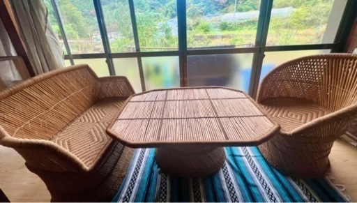 ラタン　バンブー　アジアン　テーブル　カフェ　ソファー　チェア　椅子　セット