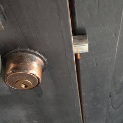 【値下げ！】無垢木ドア ガラス窓付き 玄関ドアの画像