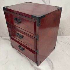 【REGASTOCK江東店】　工芸品　ミニ箪笥　引き出し　小物入れ　木製　3段　昭和レトロの画像