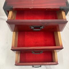 【REGASTOCK江東店】　工芸品　ミニ箪笥　引き出し　小物入れ　木製　3段　昭和レトロの画像