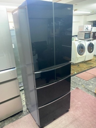 北九州市内配送無料　保証付き　AQUA アクア AQR-FG40C(K) [冷蔵庫（400L・フレンチドア） 6ドア シャドウブラック
