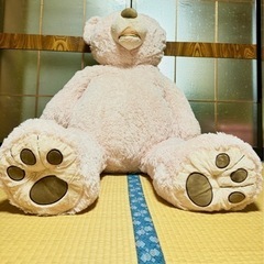 HUGFAN クマのぬいぐるみ ピンクベージュ 約134cm の画像