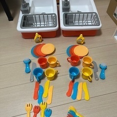 【処分予定！】台所おままごとおもちゃセット×2 冷蔵庫のおもちゃセット