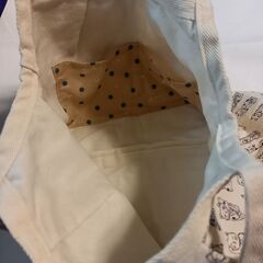 値下げ★ハンドメイド品購入★招き猫柄　紫色と白色の手提げの画像
