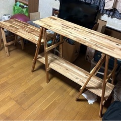 アカシアキッチンラック　オプションテーブル付の画像